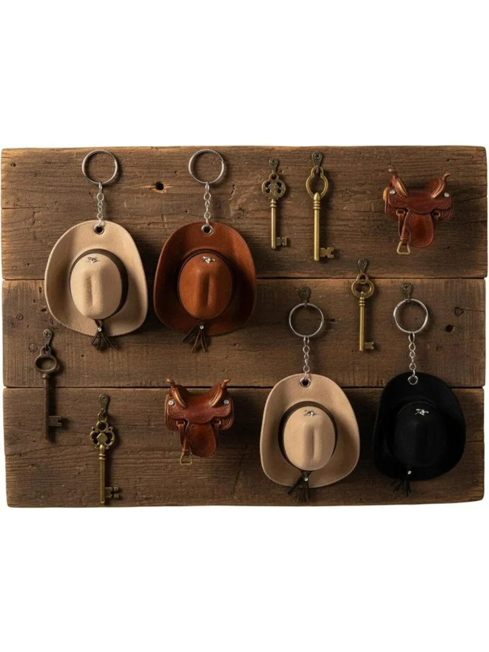 Mini Cowboy Hat Keychain Set - 6 PCS Western Style Tassel Key Rings for Bags